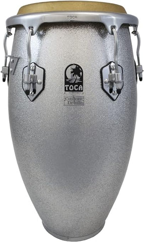 Toca Tambor Tumba Deluxe Personalizado de Fibra de Vidrio - Silver Sparkle